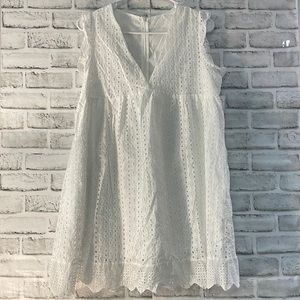 Ladies vneck lace jacquard hollow out California Romper dress size Large